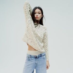 ZARA Crochet Chenille Sweater Sweatshirt (S)